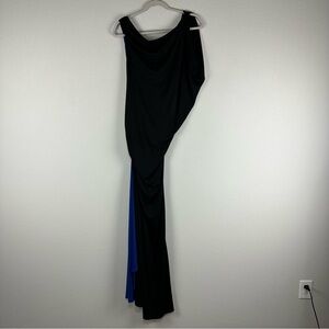 BCBGMaxAzria Black Blue Scoop Back Gown Dress Size Medium